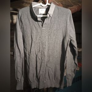 Gray Pullover with Collar Insert